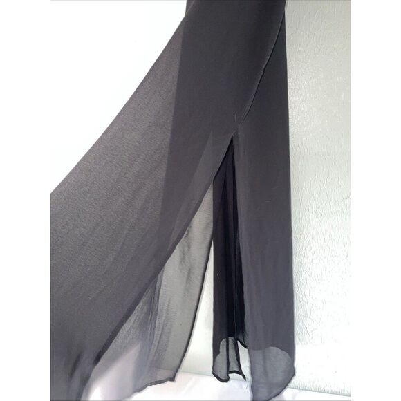 Vintage Y2K Wet Seal Sheer Black Slip Dress Nightie Spaghetti Strap Side Slits M - Picture 3 of 7